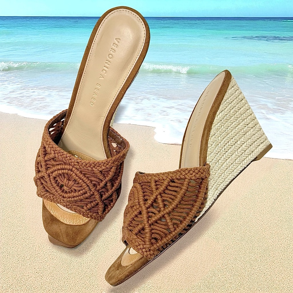 SOLD Veronica Beard Ezrah Braided Macrame Wedge Espadrille Sandal 8.5 Y2K Vibes